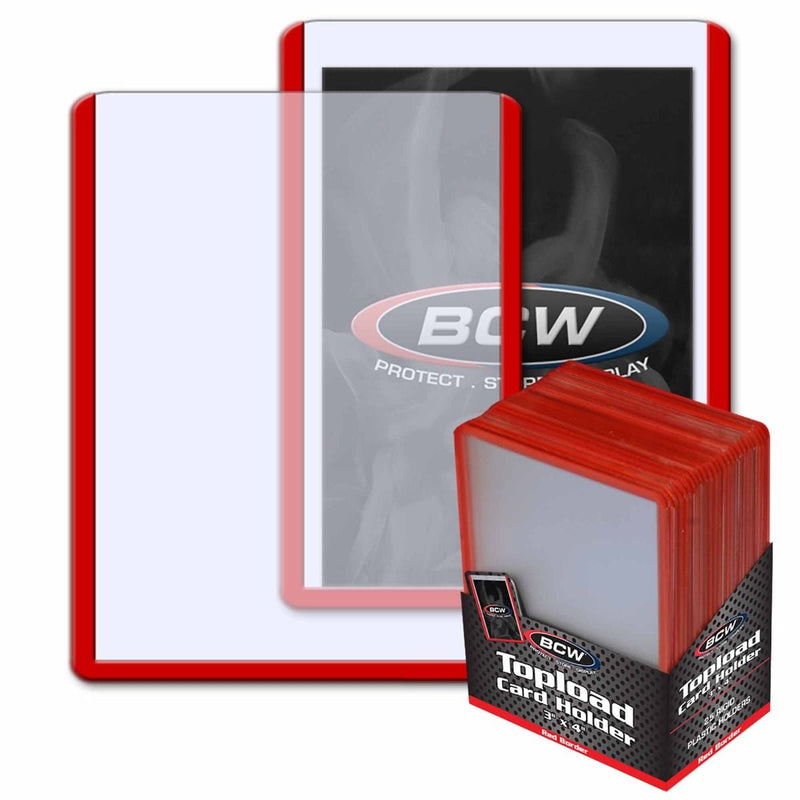 BCW - Topload Card Holder 3"x4" Red Border