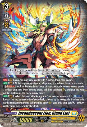 Incandescent Lion, Blond Ezel (D-BT11/011EN) [Clash of the Heroes]