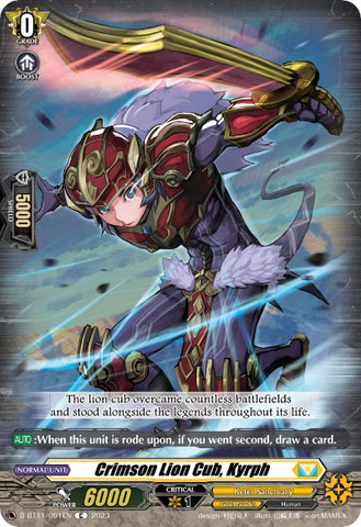 Crimson Lion Cub, Kyrph (D-BT11/091EN) [Clash of the Heroes]