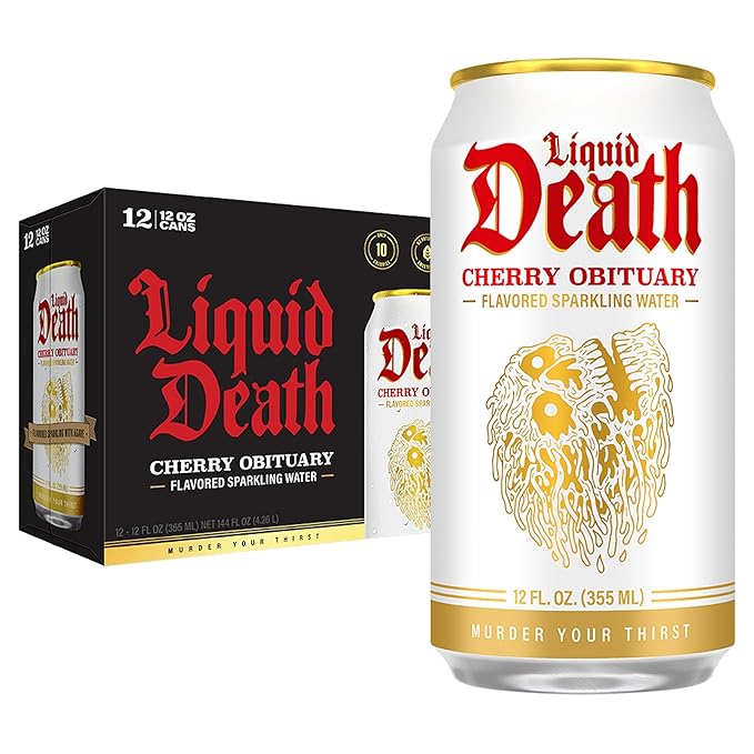 Liquid Death, Cherry Obituary, Cherry-Flavored Sparkling Water