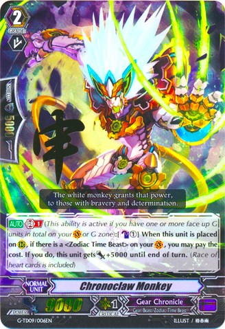 Chronoclaw Monkey (RRR) (G-TD09/006EN) [True Zodiac Time Beasts]