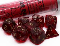 7-Die Set Translucent: Crimson/Gold (Lab Dice 7)