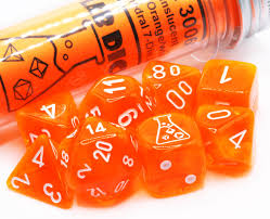 7-Die Set Translucent: Neon Orange/White (Lab Dice 7)