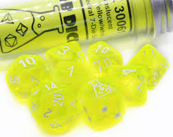 7-Die Set Translucent: Neon Yellow/White (Lab Dice 7)