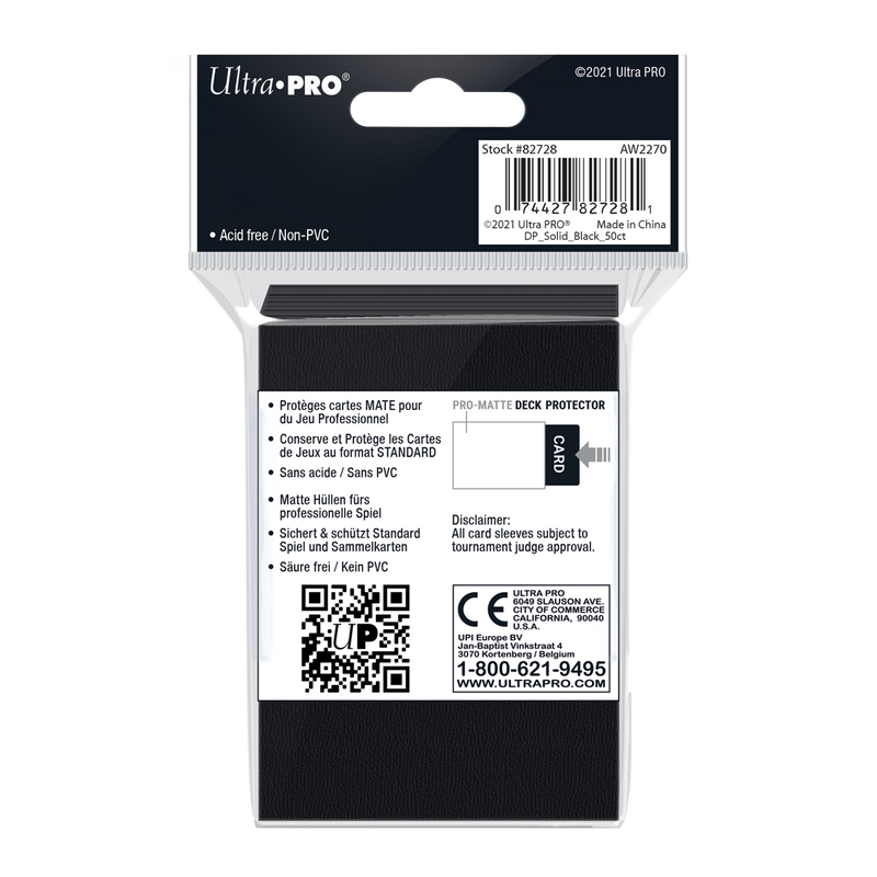 Ultra PRO: Standard 50ct Sleeves - PRO-Matte (Black)