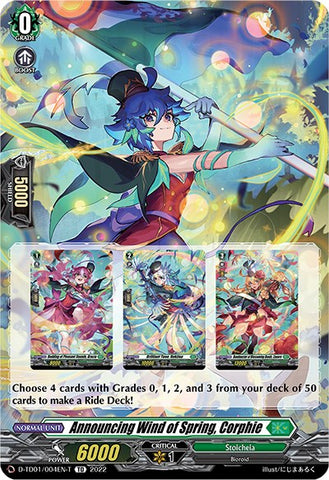 Announcing Wind of Spring, Corphie (Tutorial Card) (D-TD01/004EN-T) [D-TD01: Urara Haneyama -Bandmaster of Blossoming Bonds-]